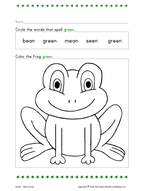 Worksheets Lets Spell Green Rock Rhythm and Rhyme